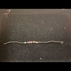 Hematite ball and heart bracelet